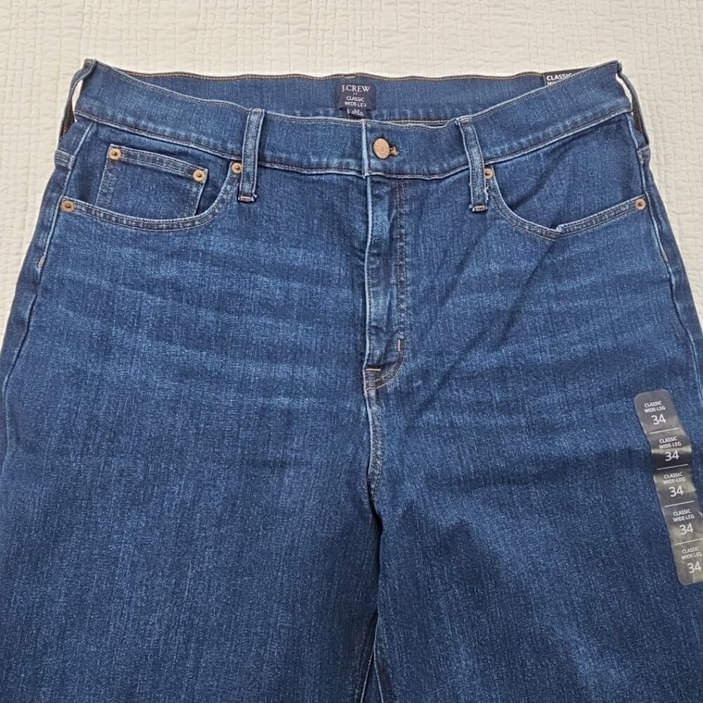 J. Crew Classic Wide-Leg Jeans Women's 34 (W37 x L30) Dark Wash NEW NWT Stretch - Picture 9 of 16